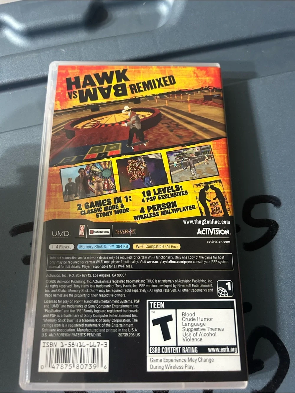 Sony PSP Tony Hawk's Underground 2 Remix Video Game - Orange Black White